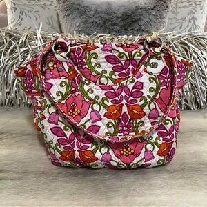 VERA BRADLEY Lilli Bell Glenna Satchel 2013 Bag Zipper White Pink Floral Y2K